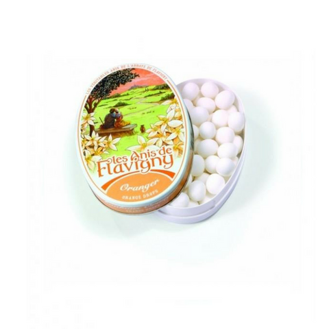 Abbaye de Flavigny · Orange flower pastilles, oval tin · 50g (1.8 oz)-DESSERTS & SWEETS-Abbaye de Flavigny-Le Tablier Bleu | Online French Supermaket