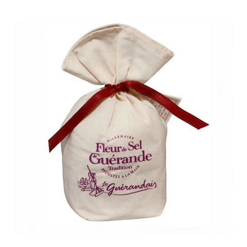 Le Guérandais French Salt Fleur de sel de Guérande, linen bag · 125g (4.4 oz)-COOKING & BAKING-Le Guerandais-Le Tablier Bleu | Online French Supermaket