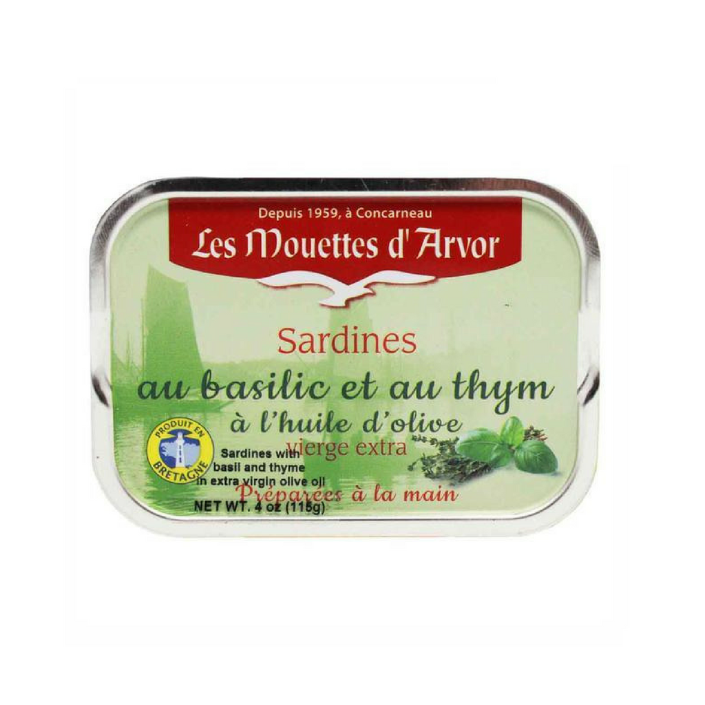 Mouettes d'Arvor French Sardines with Basil and Thyme 4 oz-Mouettes d'Arvor-Le Tablier Bleu | Online French Supermaket